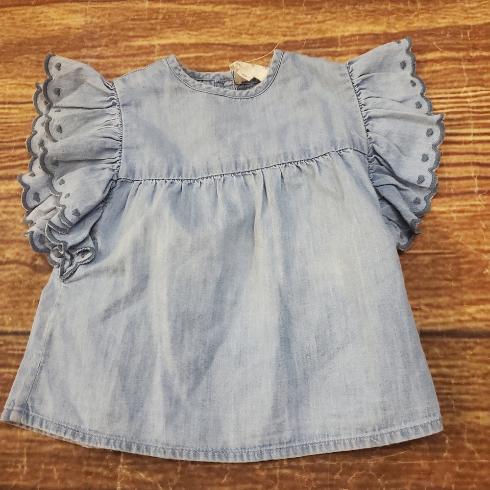 Louis & Louise powder blue ruffle top sz 18m